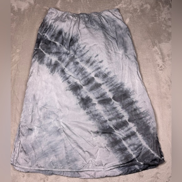 PureJill J.Jill Silk Cotton Blend A Line Pull On Grey Tie Dye MIDI Skirt Size M - Picture 1 of 13
